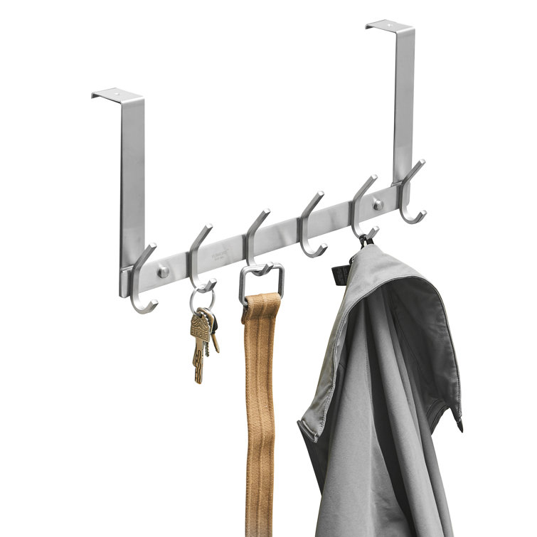Brushed Nickel Over-the-Door 6-Hook Rack