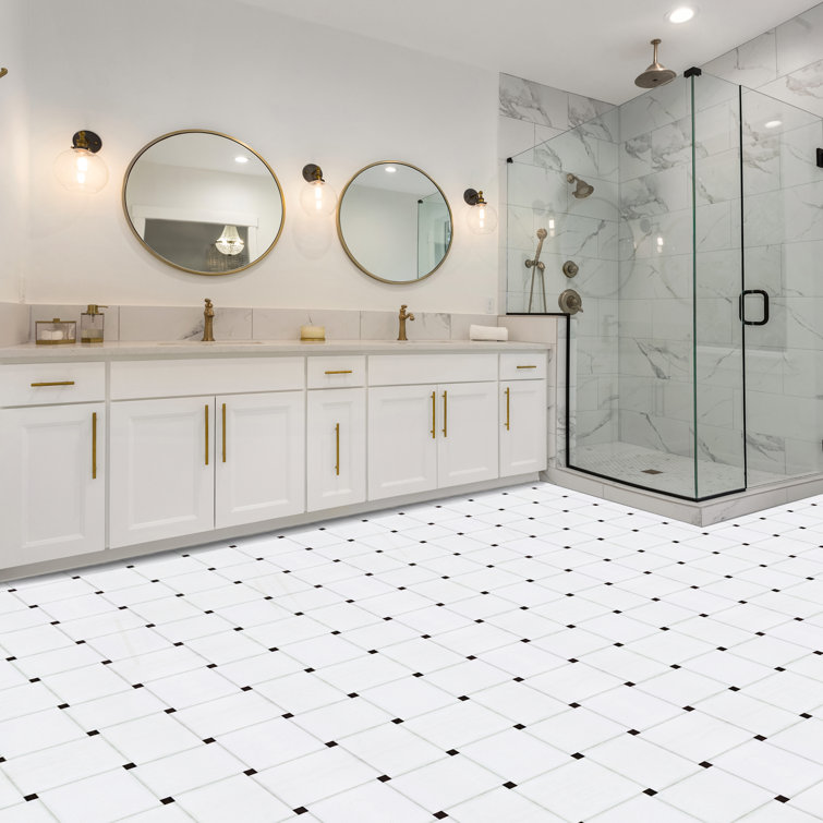 Woven Marble Self-Adhesive 12-Inch Vinyl Floor Tiles