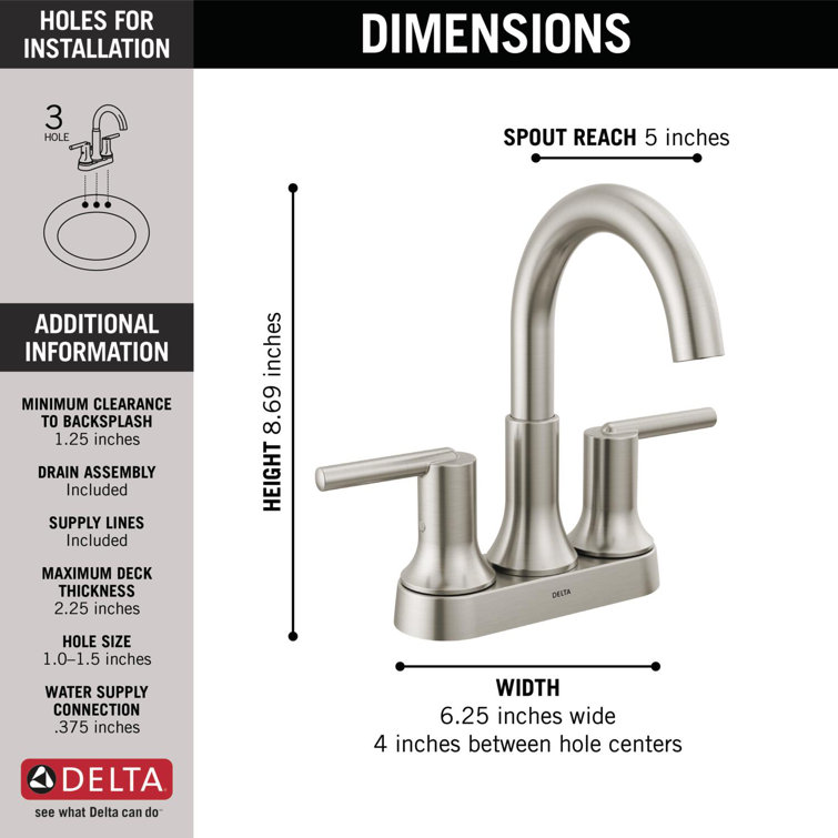 Sleek Trinsic 8'' Stainless Steel Modern Centerset Bathroom Faucet