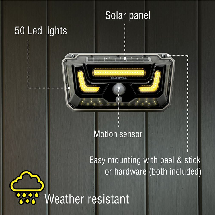 Black and Silver Motion-Activated Solar LED Security Light