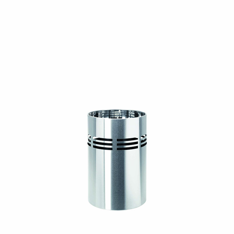 Brushed Stainless Steel Round Bathroom Trash Can - 4 Gallons