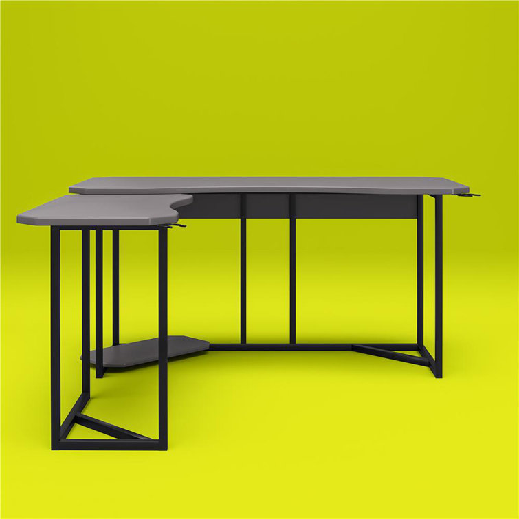 Ntense Quest Reversible L-Shape Gaming Desk with XL CPU Stand in Gray