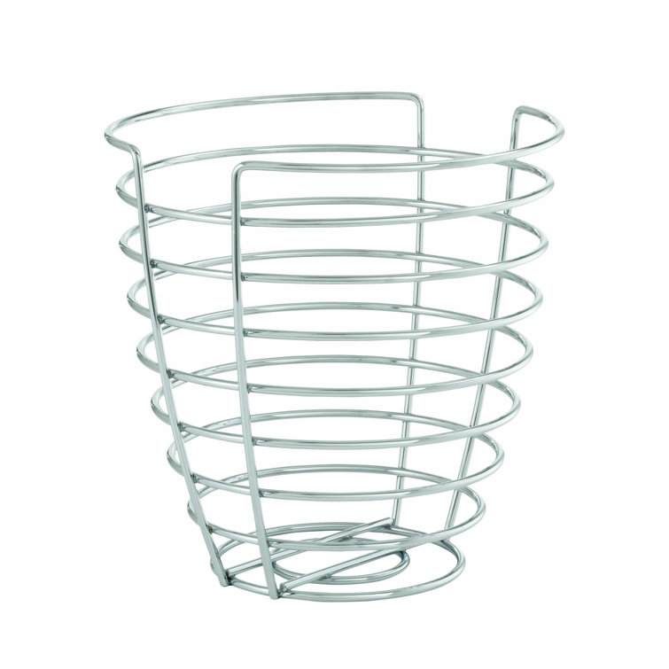 Elevated Chrome-Plated Round Wire Basket, 24cm x 25cm, Silver