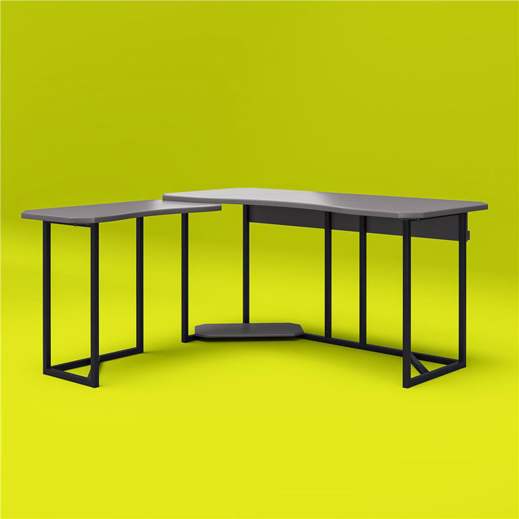 Ntense Quest Reversible L-Shape Gaming Desk with XL CPU Stand in Gray