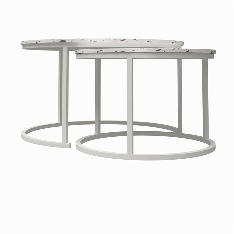 Amelia Round White Metal Nesting Coffee Tables
