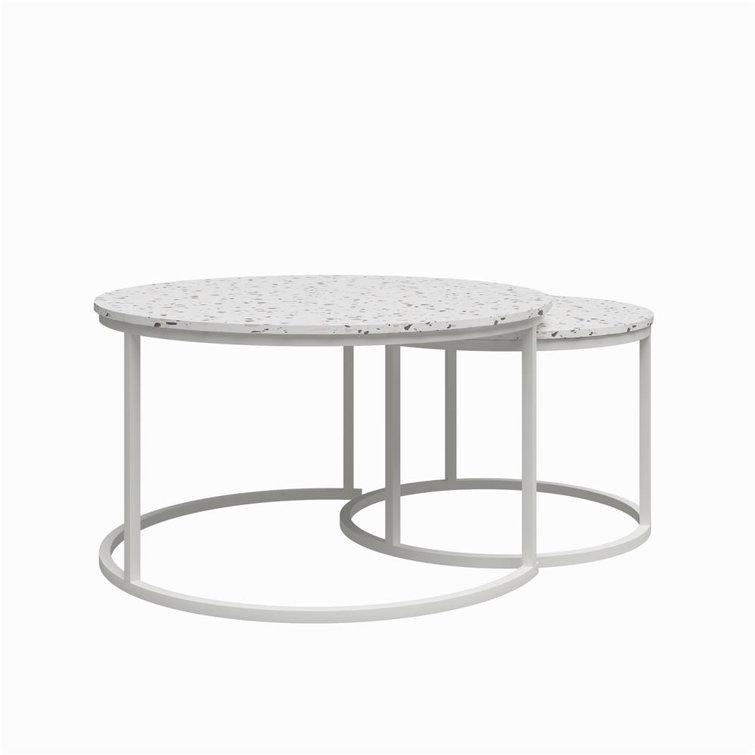Amelia Round White Metal Nesting Coffee Tables