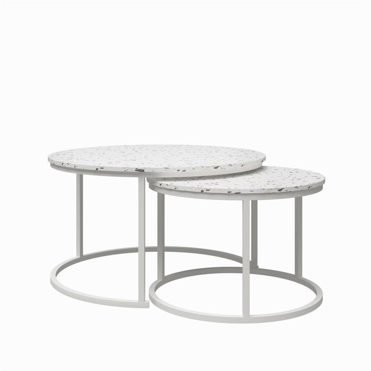 Amelia Round White Metal Nesting Coffee Tables