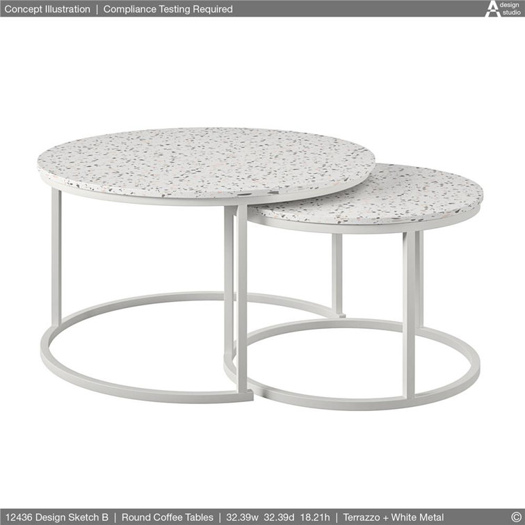 Amelia Round White Metal Nesting Coffee Tables