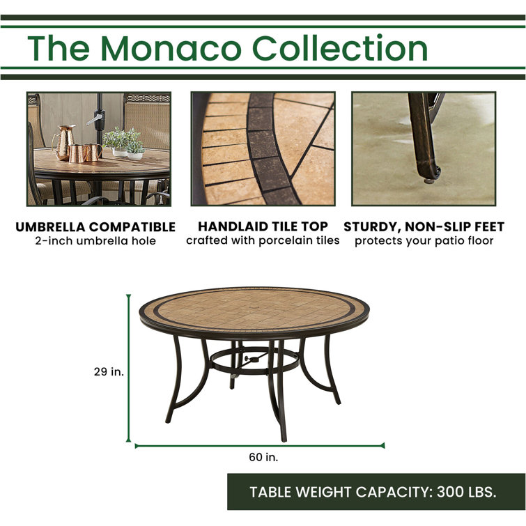 Elegant Monaco 6-Person Round Outdoor Dining Set with Golden-Bronze Finish