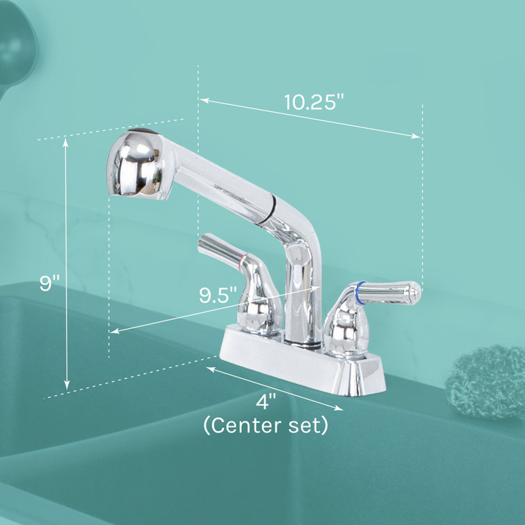 Chrome Dual-Handle Stainless Steel Pull-Out Faucet