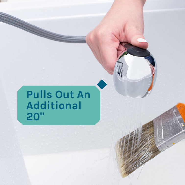 Chrome Dual-Handle Stainless Steel Pull-Out Faucet