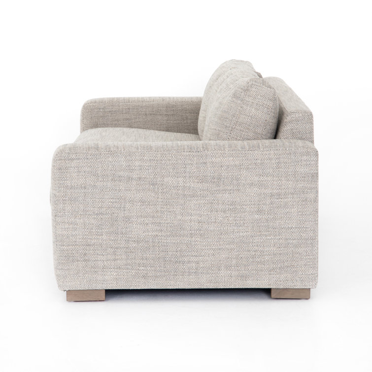 Transitional Thames Coal Linen 86" Stationary Sofa