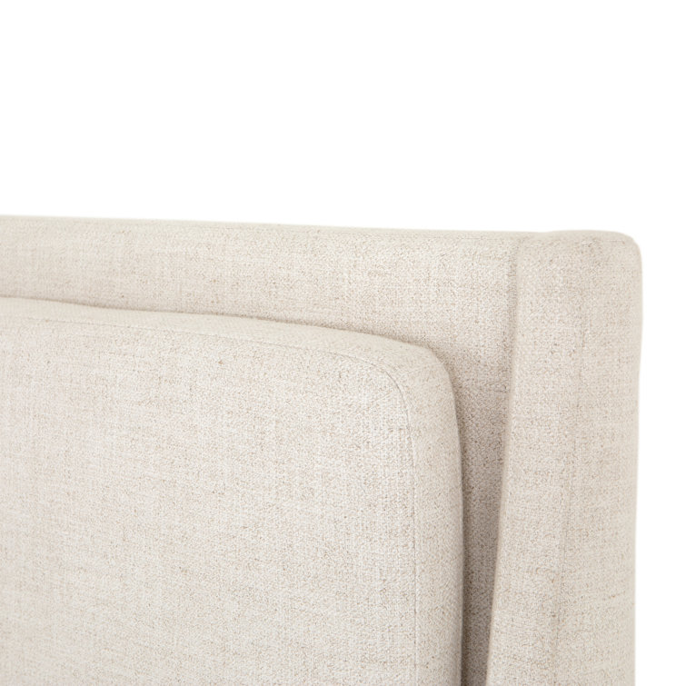 Dover Crescent Queen Bed with Distressed Natural Linen Upholstery
