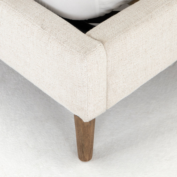 Dover Crescent Queen Bed with Distressed Natural Linen Upholstery