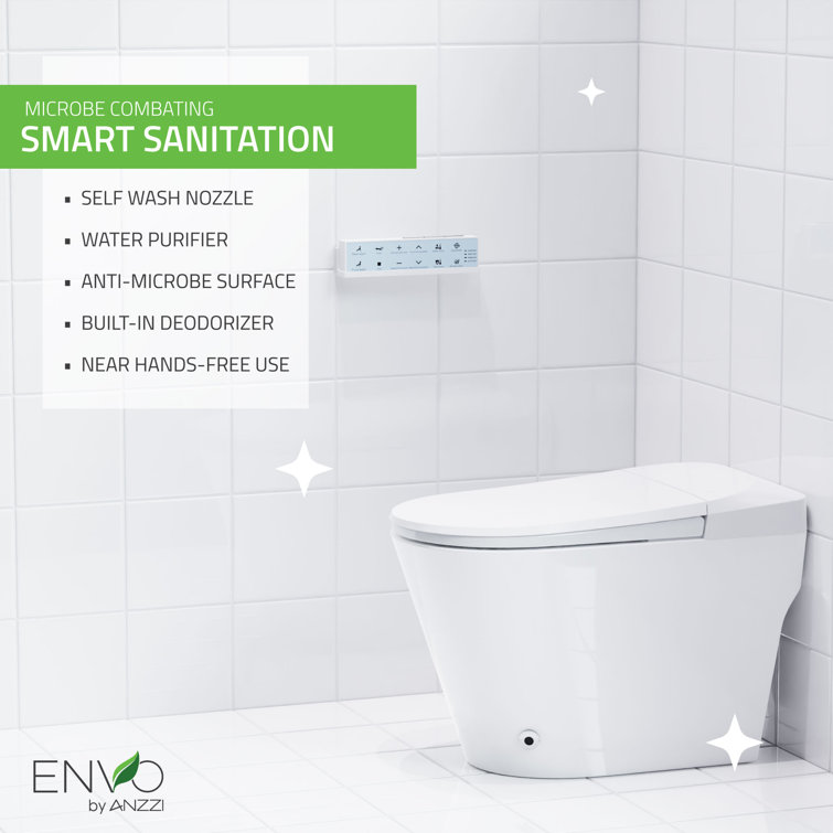 Echo White Elongated Smart Toilet Bidet with Auto Open and Flush