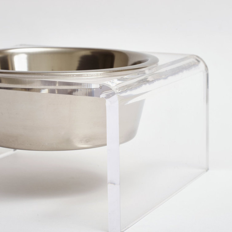 Clear Acrylic Elevated Pet Feeder with Stainless Steel Bowl