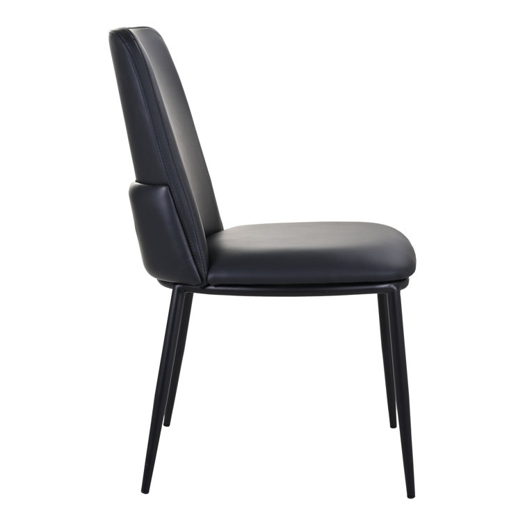Douglas Contemporary Black Genuine Leather Side Chair