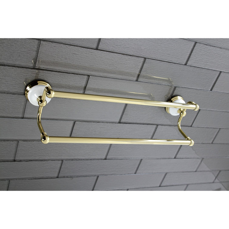Vintage Polished Brass 18-Inch Dual Towel Bar