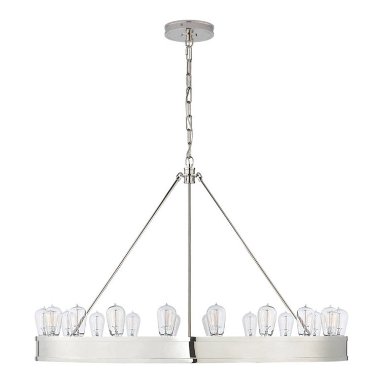 Polished Nickel 20-Light Circular Candle Chandelier