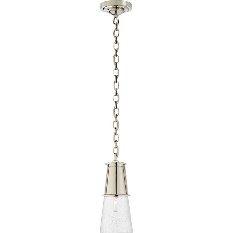 Robinson Polished Nickel 11.25" Indoor/Outdoor Seeded Glass Pendant