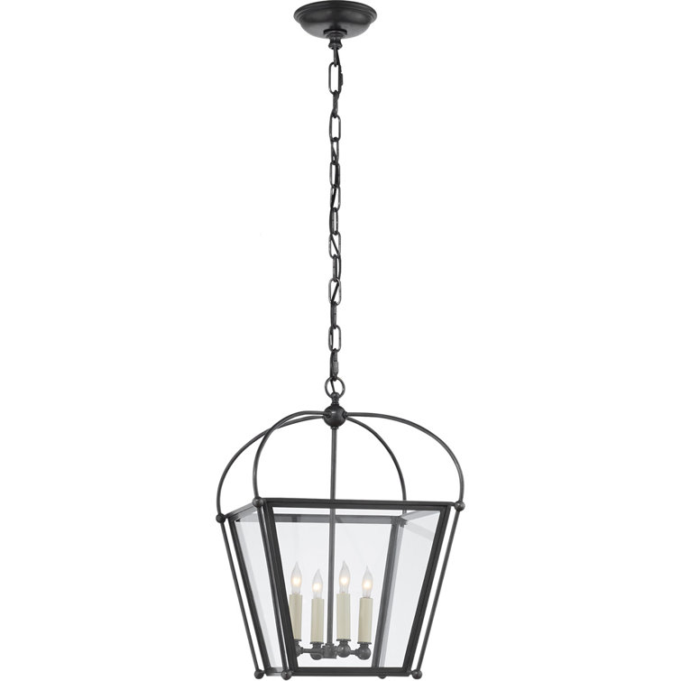 Bronze and Polished Nickel 20" Glass Lantern Light