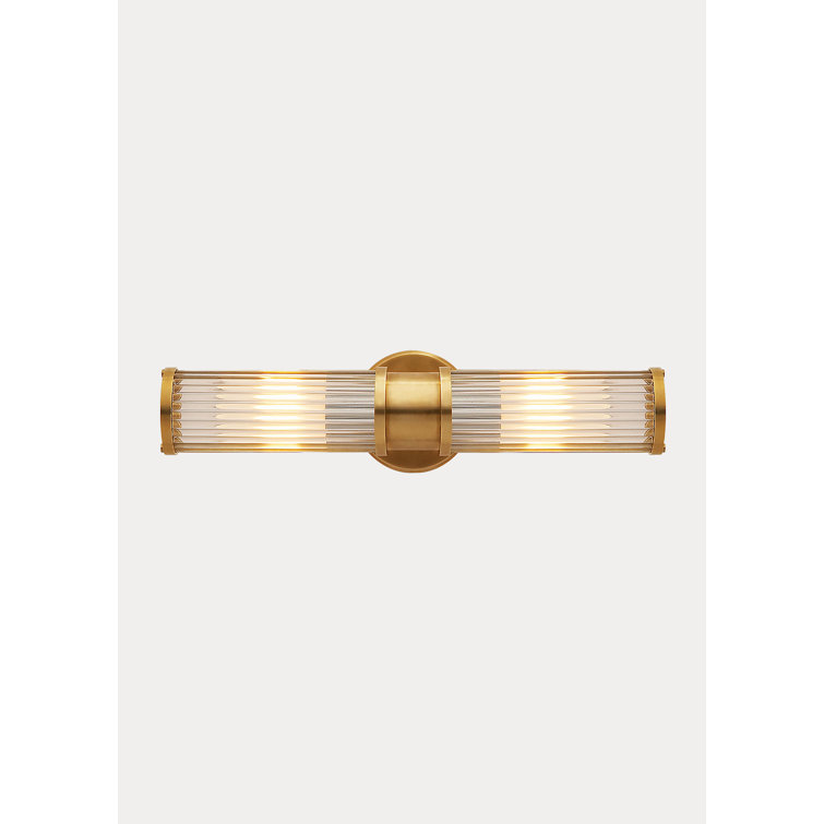 Allen Natural Brass Dual Light Wall Sconce with Glass Rods