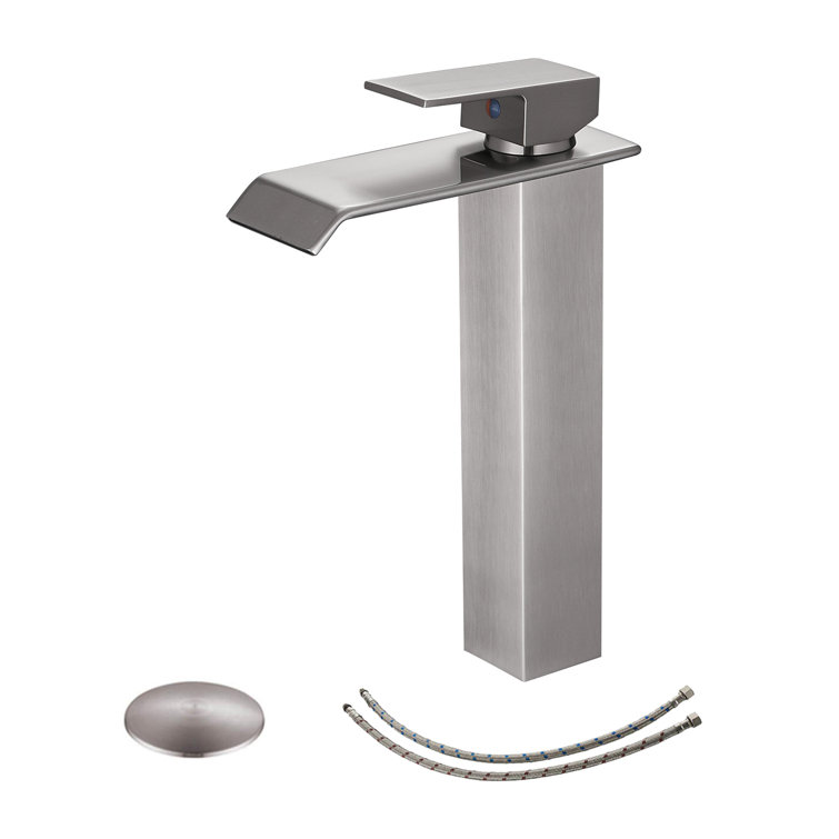 Brushed Nickel Single Handle Vessel Sink Faucet with Drain Kit