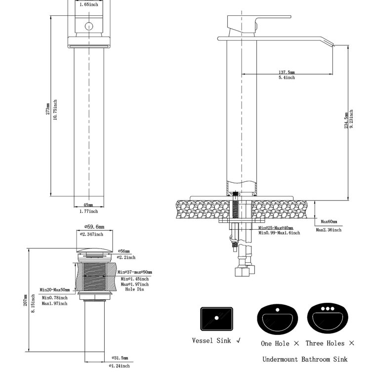 Oil-Rubbed Bronze Tall Vessel Sink Faucet with Drain Assembly