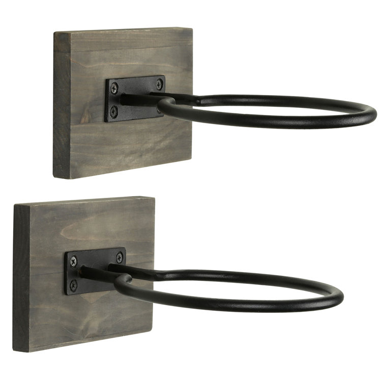 Rustic Gray Wood and Black Metal Wall Mounted Sports Ball Holder