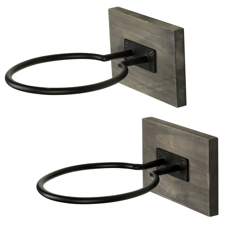 Rustic Gray Wood and Black Metal Wall Mounted Sports Ball Holder