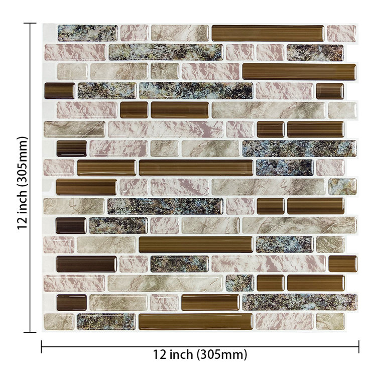 Beige and Brown Vinyl Peel and Stick Mosaic Tile