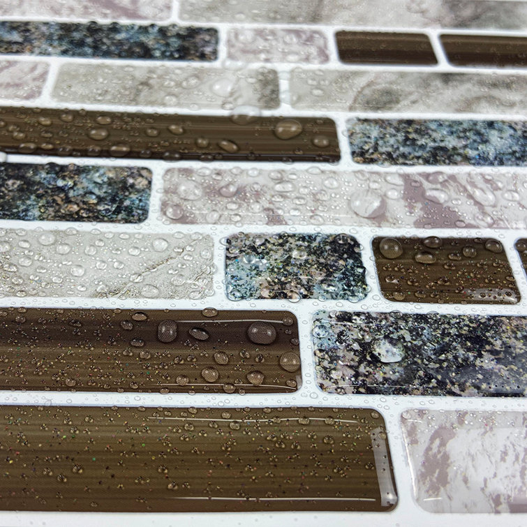 Beige and Brown Vinyl Peel and Stick Mosaic Tile