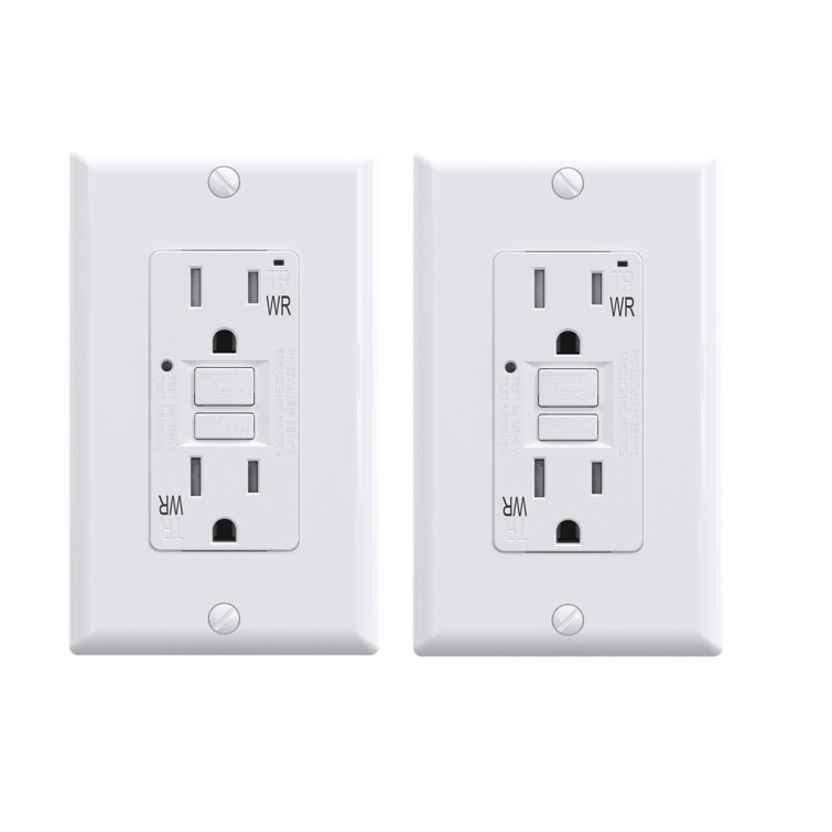 White 15 Amp Tamper Resistant GFCI Duplex Outlet with Wall Plate