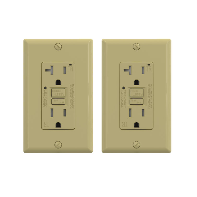 Ivory 15 Amp Tamper Resistant GFCI Duplex Outlet with Wall Plate