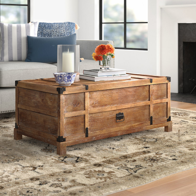 Rustic Mango Wood & Metal 44" Lift-Top Coffee Table with Storage