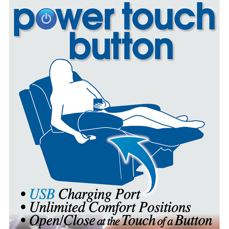 Putty Beige Leather Power Recliner with Pillow Arms