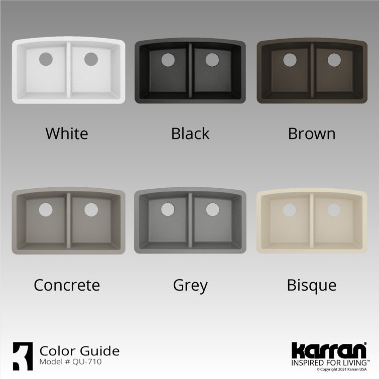 Gray Quartz Double Bowl Undermount Kitchen Sink Kit