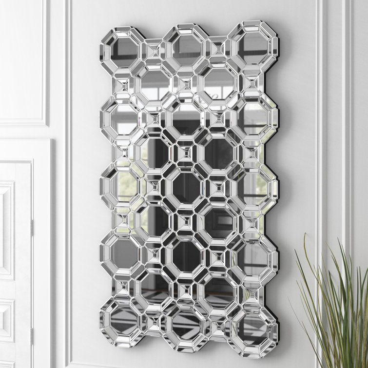 Elegant 75'' Beveled Wood Frame Mosaic Mirror