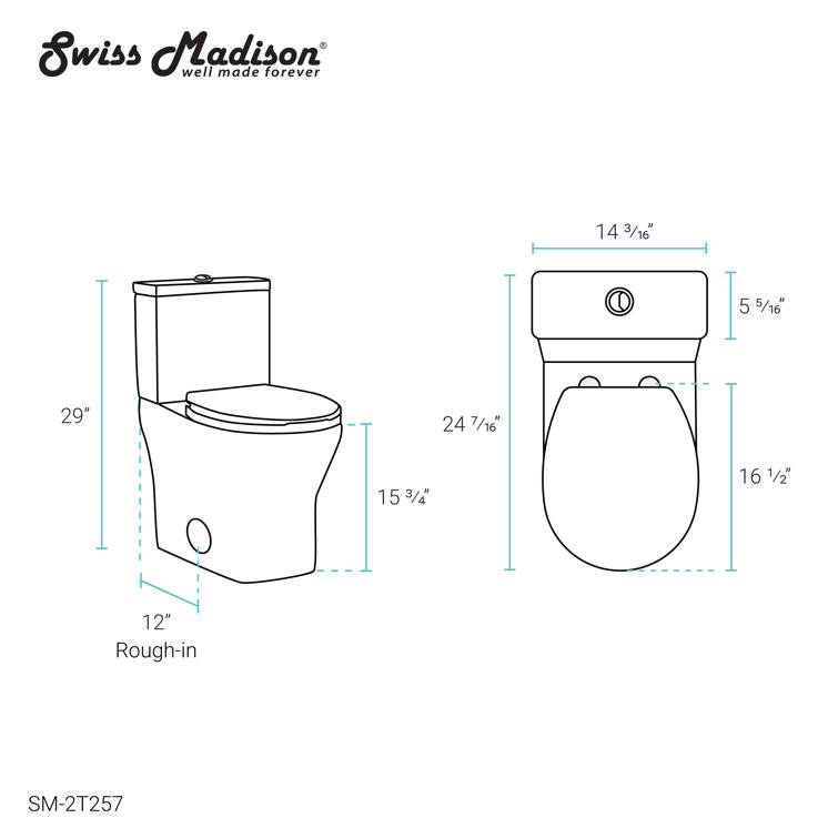 Glossy White Round Two-Piece Dual Flush Toilet