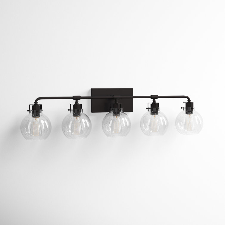 Oil Rubbed Bronze 5-Light Seeded Glass Vanity Light