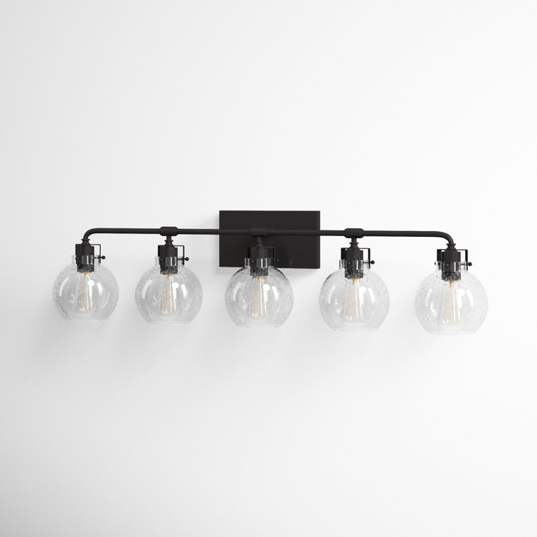 Oil Rubbed Bronze 5-Light Seeded Glass Vanity Light