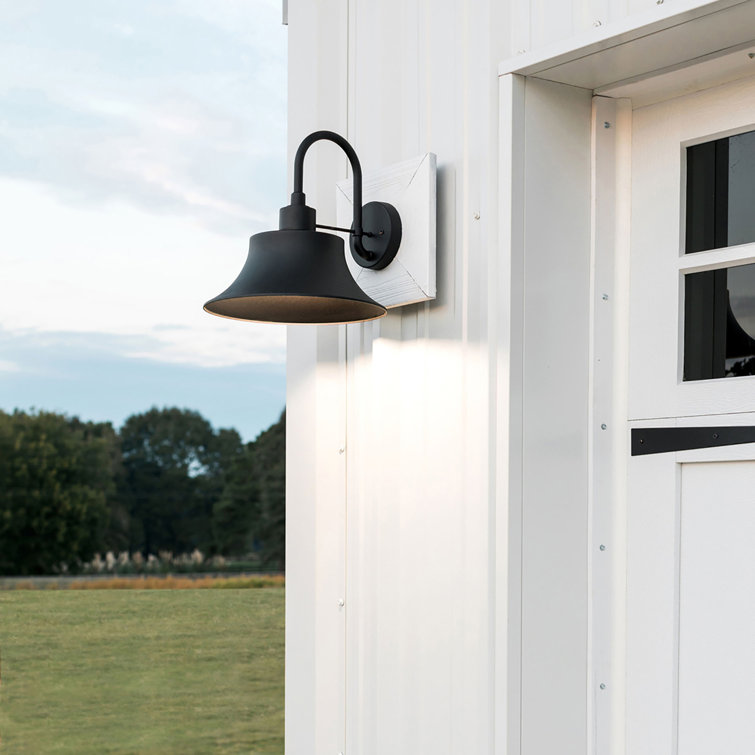 Brock 13.25" Black Outdoor Wall Lantern with Dimmable Light