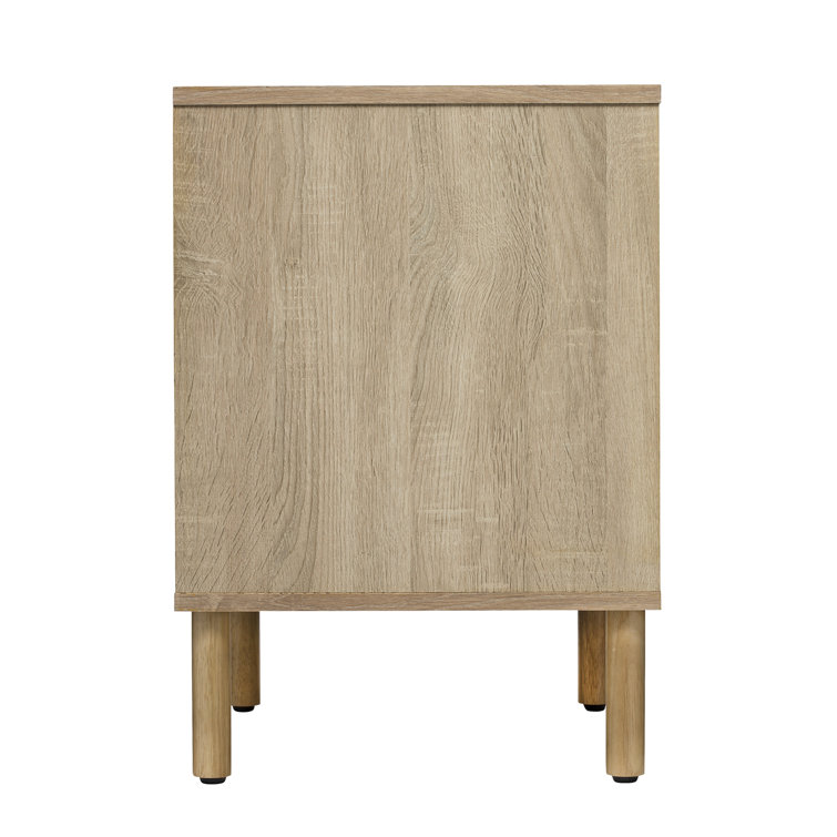 Merk Light Brown Wood 2-Drawer Nightstand