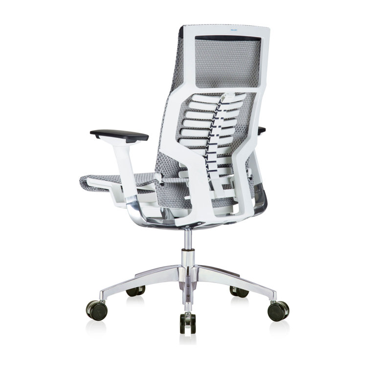 High-Back Gray Mesh Swivel Executive Chair with Adjustable Arms