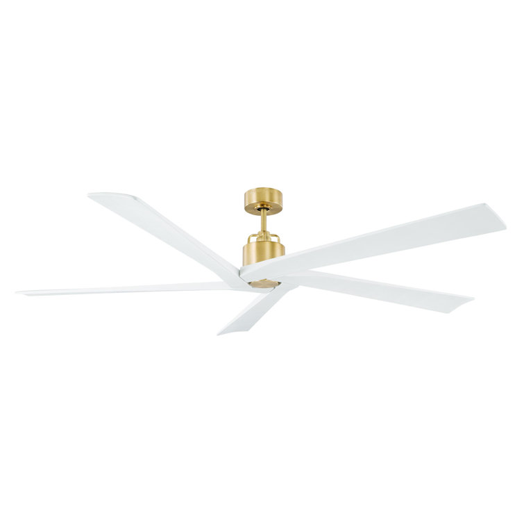 Aspen 70" Burnished Brass and Matte White 5-Blade Ceiling Fan with Remote