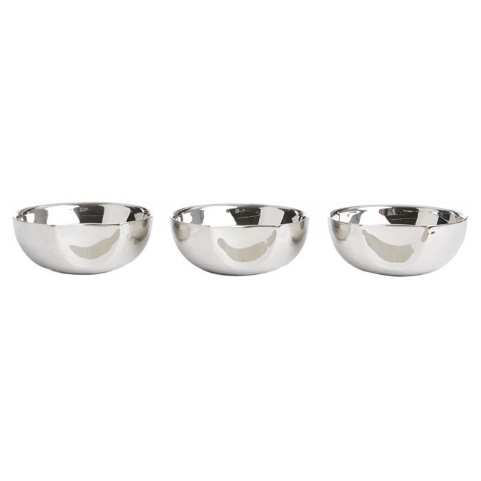 Set of 3 Hammered Stainless Steel Connecting Bowls