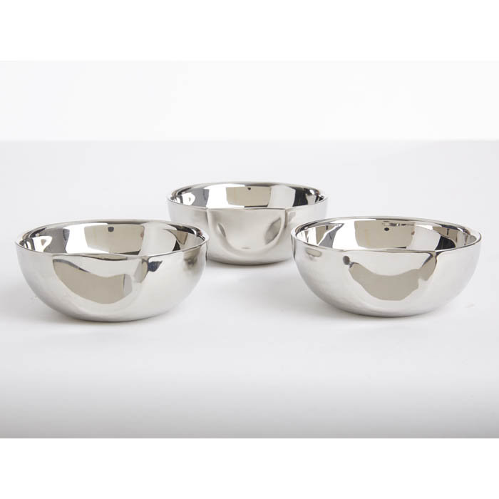 Set of 3 Hammered Stainless Steel Connecting Bowls