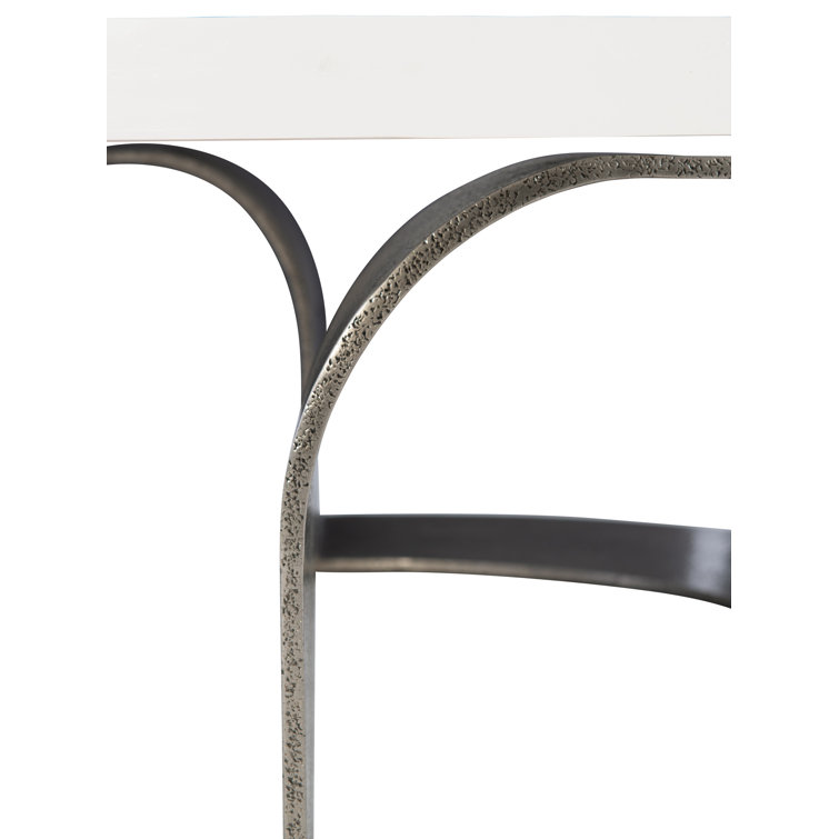 Catalina Round White Plaster and Graphite Coffee Table