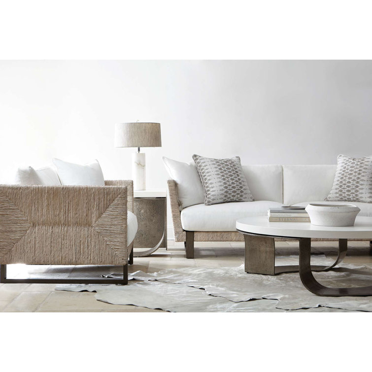 Catalina Round White Plaster and Graphite Coffee Table