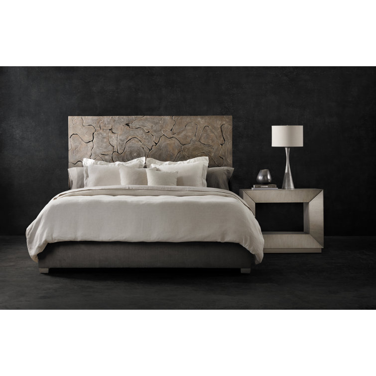 Transitional Cerused Greige Oak Nightstand with Tarnished Nickel Accents